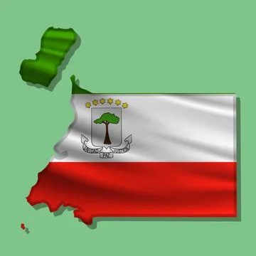 Vector flag Equatorial Guinea in the form of a map Stock Illustration