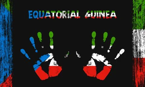 Vector flag of Equatorial Guinea with a palm Stock Illustration