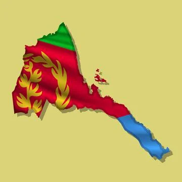 Vector flag Eritrea in the form of a map Illustrazione stock