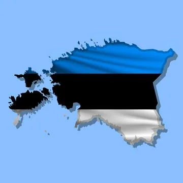 Vector flag Estonia in the form of a map Stock Illustration