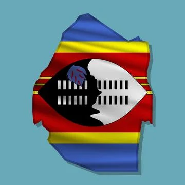 Vector flag Esvatini in the form of a map Stock Illustration
