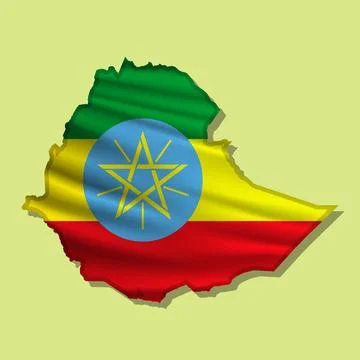 Vector flag Ethiopia in the form of a map Stock Illustration