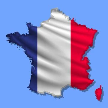 Vector flag France in the form of a map Stock Illustration