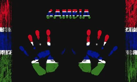 Vector flag of Gambia with a palm Illustrazione stock