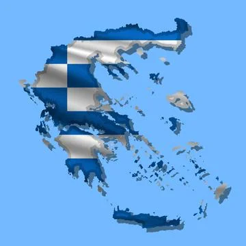 Vector flag Greece in the form of a map Stock Illustration