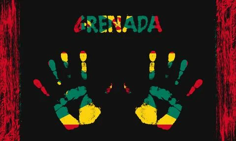 Vector flag of Grenada with a palm Stock-Illustration