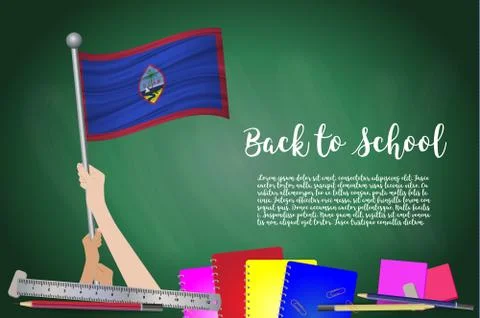 Vector flag of Guam on Black chalkboard background. Education Background with Stock Illustration
