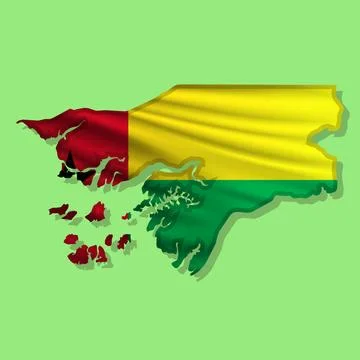 Vector flag Guinea-Bissau in the form of a map Stock Illustration
