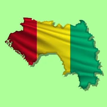 Vector flag Guinea in the form of a map Stock Illustration