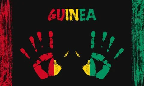 Vector flag of Guinea with a palm Stock Illustration
