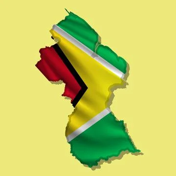 Vector flag Guyana in the form of a map Illustrazione stock