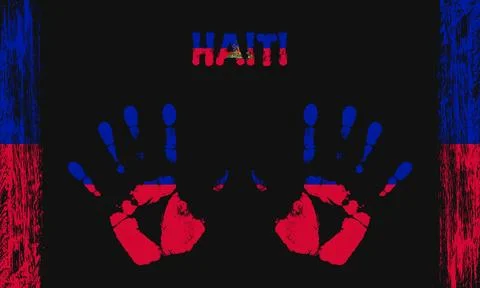 Vector flag of Haiti with a palm Stock Illustration