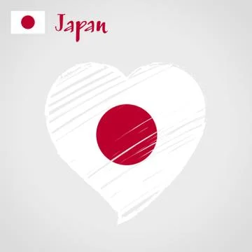 Vector flag heart of Japan. Circle of the sun. Land of the Rising Sun. Stock Illustration