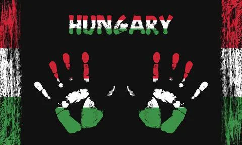 Vector flag of Hungary with a palm Illustrazione stock