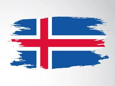 Vector flag of Iceland drawn with a brush Stock Illustration