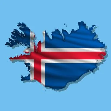 Vector flag Iceland in the form of a map Illustrazione stock