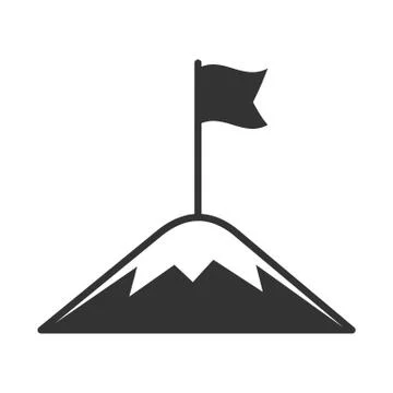 Vector flag icon on top of a mountain. Isolate for apps and theme design of a Stock Illustration
