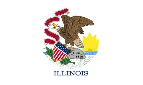 Vector Flag of Illinois, USA, Isolated on Transparent Background Stock Illustration