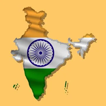 Vector flag India in the form of a map Stock Illustration