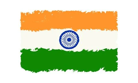 Vector flag of India in vintage style. Indian flag in grunge style for Indi.. Stock Illustration