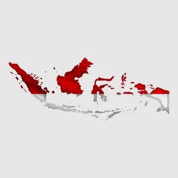 Vector flag Indonesia in the form of a map Illustrazione stock