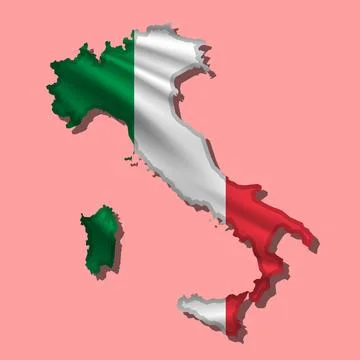 Vector flag Italy in the form of a map Stock Illustration