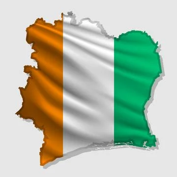 Vector flag Ivory Coast in the form of a map Illustrazione stock