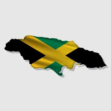 Vector flag Jamaica in the form of a map Illustrazione stock