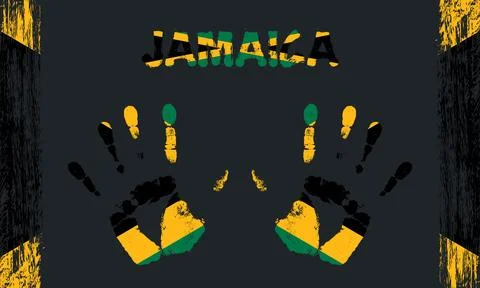 Vector flag of Jamaica with a palm Stock Illustration