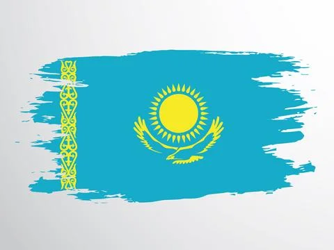 Vector flag of Kazakhstan drawn with a brush Stock Illustration