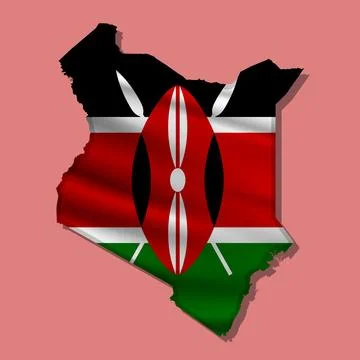 Vector flag Kenya in the form of a map Stock Illustration