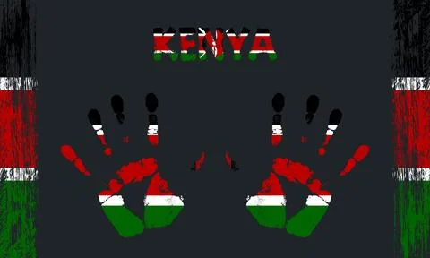 Vector flag of Kenya with a palm Stock Illustration