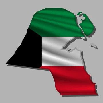 Vector flag Kuwait in the form of a map Stock Illustration