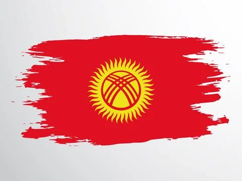Vector flag of Kyrgyzstan drawn with a brush Stock Illustration