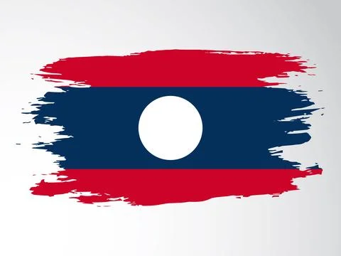 Vector flag of Laos drawn with a brush Stock Illustration