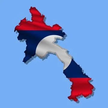 Vector flag Laos in the form of a map Stock Illustration