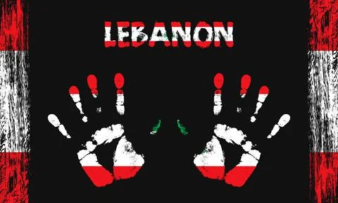 Vector flag of Lebanon with a palm Stock Illustration