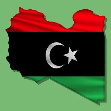 Vector flag Libya in the form of a map Stock Illustration