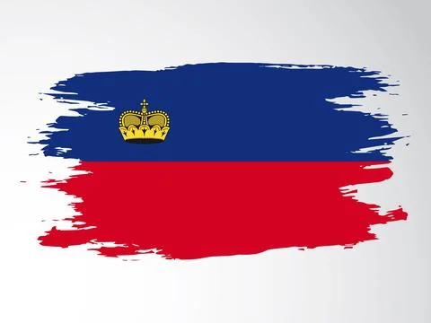 Vector flag of Liechtenstein drawn with a brush. Stock Illustration
