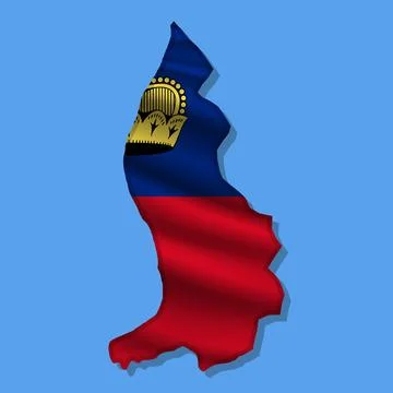 Vector flag Liechtenstein in the form of a map Stock Illustration