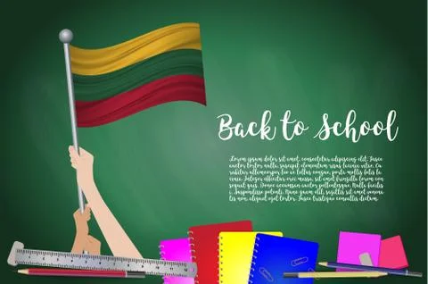 Vector flag of Lithuania on Black chalkboard background. Education Background Stock Illustration