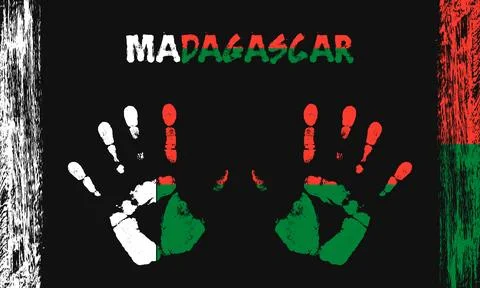 Vector flag of Madagascar with a palm Stock-Illustration