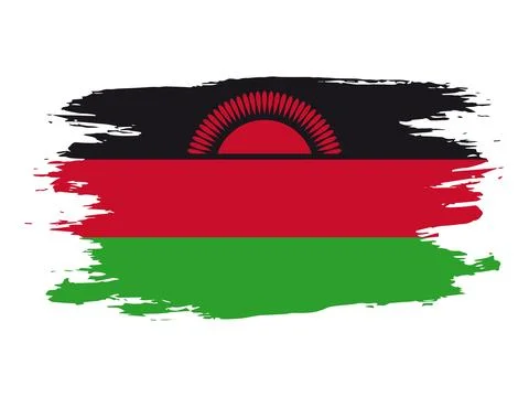 Vector flag of Malawi drawn with a brush Stock Illustration