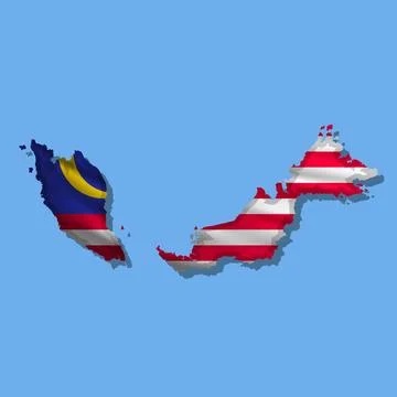 Vector flag Malaysia in the form of a map Stock Illustration