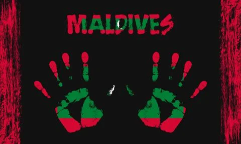 Vector flag of Maldives with a palm Stock Illustration