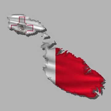 Vector flag Malta in the form of a map Stock Illustration