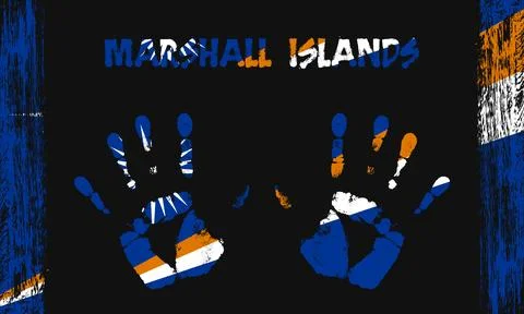 Vector flag of Marshall Islands with a palm Stock Illustration