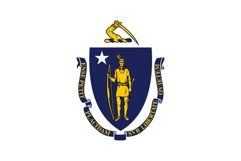 Vector Flag of Massachusetts, USA, Isolated on Transparent Background Stock Illustration