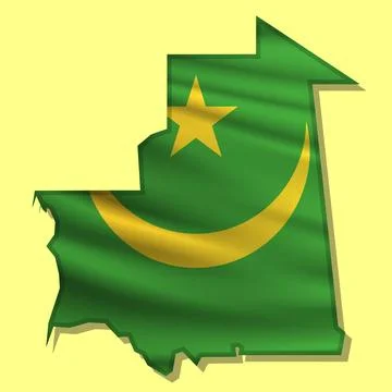 Vector flag Mauritania in the form of a map Stock Illustration