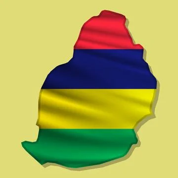Vector flag Mauritius in the form of a map Stock Illustration
